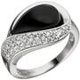 Damen Ring 925 Silber mit Zirkonia 1 Onyx schwarz Onyxring (Gr��e: 64) 