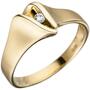 Damen Ring 585 Gold Gelbgold matt 1 Diamant Brillant Goldring (Gr��e: 52) 