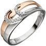 Damen Ring 585 Gold Wei�gold Rotgold, 13 Diamanten (Gr��e: 50) 