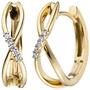 Creolen 585 Gold Gelbgold 10 Diamanten Brillanten 0,06 ct. Ohrringe 