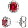 Ohrstecker oval 585 Wei�gold 36 Diamanten Brillanten 2 Rubine rot 