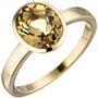 Damen Ring 585 Gold Gelbgold 1 Citrin gelb Goldring Citrinring (Gr��e: 60) 