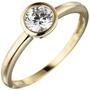 Damen Ring 333 Gelbgold 1 Zirkonia Goldring, 6,5 mm breit (Gr��e: 60) 