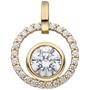 Anh�nger rund 333 Gold Gelbgold 25 Zirkonia Gold Anh�nger 