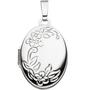 Medaillon Blumen oval f�r 2 Fotos 585 Wei�gold Anh�nger zum �ffnen
