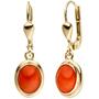 Ohrh�nger oval 333 Gold Gelbgold 2 Korallen orange Ohrringe Goldohrringe 