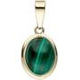 Anh�nger oval 585 Gold Gelbgold 1 Malachit gr�n Goldanh�nger 