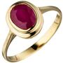 Damen Ring oval 585 Gold Gelbgold 1 Rubin Goldring Rubinring (Gr��e: 52) 