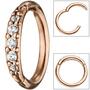 Segmentring Edelstahl rotgold farben beschichtet mit Kristallsteinen