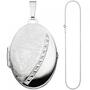 Medaillon oval Anh�nger zum �ffnen f�r 2 Fotos 925 Silber mit Kette 50 cm