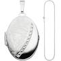 Medaillon oval Anh�nger zum �ffnen f�r 2 Fotos 925 Silber Kette 60 cm