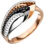 Damen Ring 925 Sterling Silber tricolor dreifarbig mit Zirkonia (Gr��e: 50) 