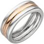 Damen Ring 925 Sterling Silber bicolor, teil matt (Gre: 50) 