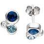 Ohrstecker 925 Sterling Silber 6 Zirkonia blau wei� Ohrringe 