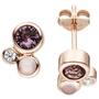 Ohrstecker 925 Silber Rotgold vergoldet 4 Zirkonia 2 Glassteine 