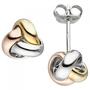 Ohrstecker Knoten 925 Sterling Silber tricolor dreifarbig 