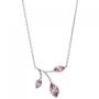 Collier Kette mit Anh�nger 925 Sterling Silber 3 Zirkonia rosa 45 cm Kette