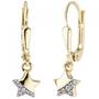 Kinder Ohrh�nger Stern 375 Gold Gelbgold 12 Zirkonia Ohrringe 