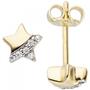 Kinder Ohrstecker Stern 375 Gold Gelbgold 12 Zirkonia Ohrringe Sternohrstecker 