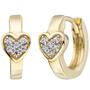 Kinder Creolen Herz 375 Gold Gelbgold 12 Zirkonia Ohrringe 