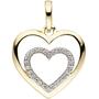 Anh�nger Herz Herzen 375 Gold Gelbgold bicolor 26 Zirkonia Goldherz 