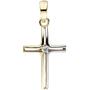 Anh�nger Kreuz schmal 375 Gold Gelbgold bicolor 1 Zirkonia 