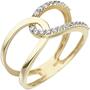Damen Ring 2-reihig 375 Gold Gelbgold, 22 Zirkonia Goldring (Gr��e: 60) 
