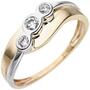 Damen Ring 333 Gelbgold Wei�gold bicolor 3 Zirkonia (Gr��e: 52) 