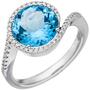 Damen Ring 585 Wei�gold 1 Blautopas blau 47 Diamanten (Gr��e: 58) 