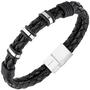 Herren Armband 2-reihig Leder schwarz mit Edelstahl 21 cm Herrenarmband 