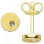 Ohrstecker rund 925 Silber Gelbgold vergoldet matt 2 Zirkonia 5,5 mm 