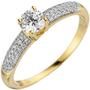 Damen Ring 925 Sterling Silber gold mit Zirkonia (Gr��e: 52) 