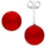 Ohrstecker 925 Sterling Silber 2 Muschelkern Perlen rot 8 mm 