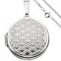 Medaillon Blume des Lebens rund zum �ffnen 925 Silber mit Kette 60 cm