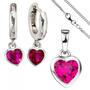 Kinder M�dchen Schmuck-Set Herz pink rosa 925 Silber Zirkonia mit Kette 42 cm