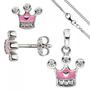 Kinder M�dchen Schmuck-Set Krone pink rosa 925 Silber Zirkonia mit Kette 38 cm