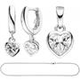 Kinder Schmuck-Set Herz 925 Silber mit Zirkonia Anh�nger Ohrringe Kette 42 cm