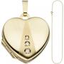 Medaillon Herz zum �ffnen f�r Fotos 333 Gold 3 Zirkonia Kette 50 cm