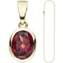 Anh�nger oval 333 Gold Gelbgold 1 Granat mit Kette 45 cm
