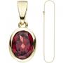 Anh�nger oval 333 Gelbgold 1 Granat mit Kette 50 cm Granatanh�nger