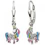 Kinder Ohrh�nger Einhorn 925 Silber 14 Zirkonia Ohrringe Kinderohrringe 
