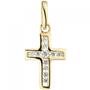 Anh�nger Kreuz 375 Gold Gelbgold 11 Zirkonia Kreuzanh�nger Goldkreuz 