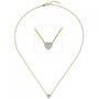 Collier Kette mit Anh�nger Herz 375 Gelbgold bicolor 14 Zirkonia 45 cm
