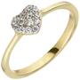 Damen Ring Herz 375 Gold Gelbgold 14 Zirkonia Goldring Herzring (Gr��e: 54) 