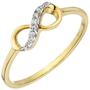 Damen Ring Unendlichkeit 375 Gold Gelbgold 10 Zirkonia Goldring (Gr��e: 52) 