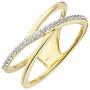 Damen Ring 2-reihig 375 Gelbgold 24 Zirkonia Goldring (Gr��e: 60) 