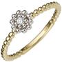 Damen Ring Blume 585 Gelbgold Wei�gold Diamant Brillant (Gr��e: 52) 