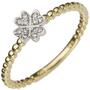 Damen Ring Kleeblatt 585 Gelbgold Wei�gold 12 Diamanten (Gr��e: 54) 