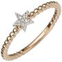 Damen Ring Stern 585 Rotgold Wei�gold bicolor 6 Diamanten (Gr��e: 52) 