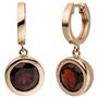 Creolen 585 Gold Rotgold 2 Granate rot Ohrringe Goldcreolen 